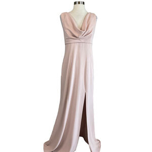 Adrianna Papell Women's Formal Dress Size 10 Pink Crepe Strappy Back Long Gown